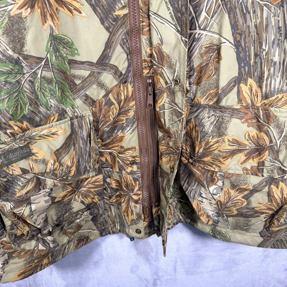 Columbia Hunting Jacket Mens XL Camo RealTree Leaf Hooded‎ Zip Outdoor Gorpcore